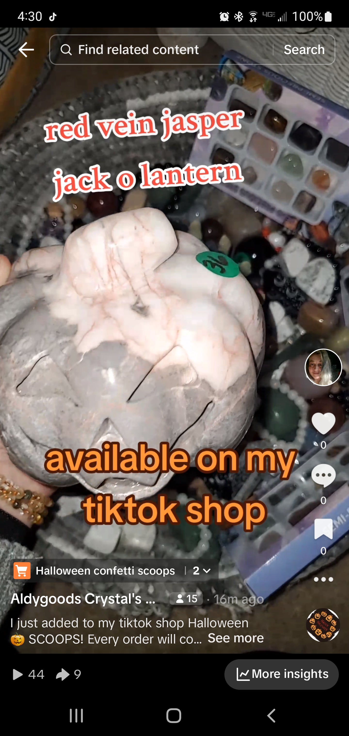 Pumpkin red vein jasper jack o lantern