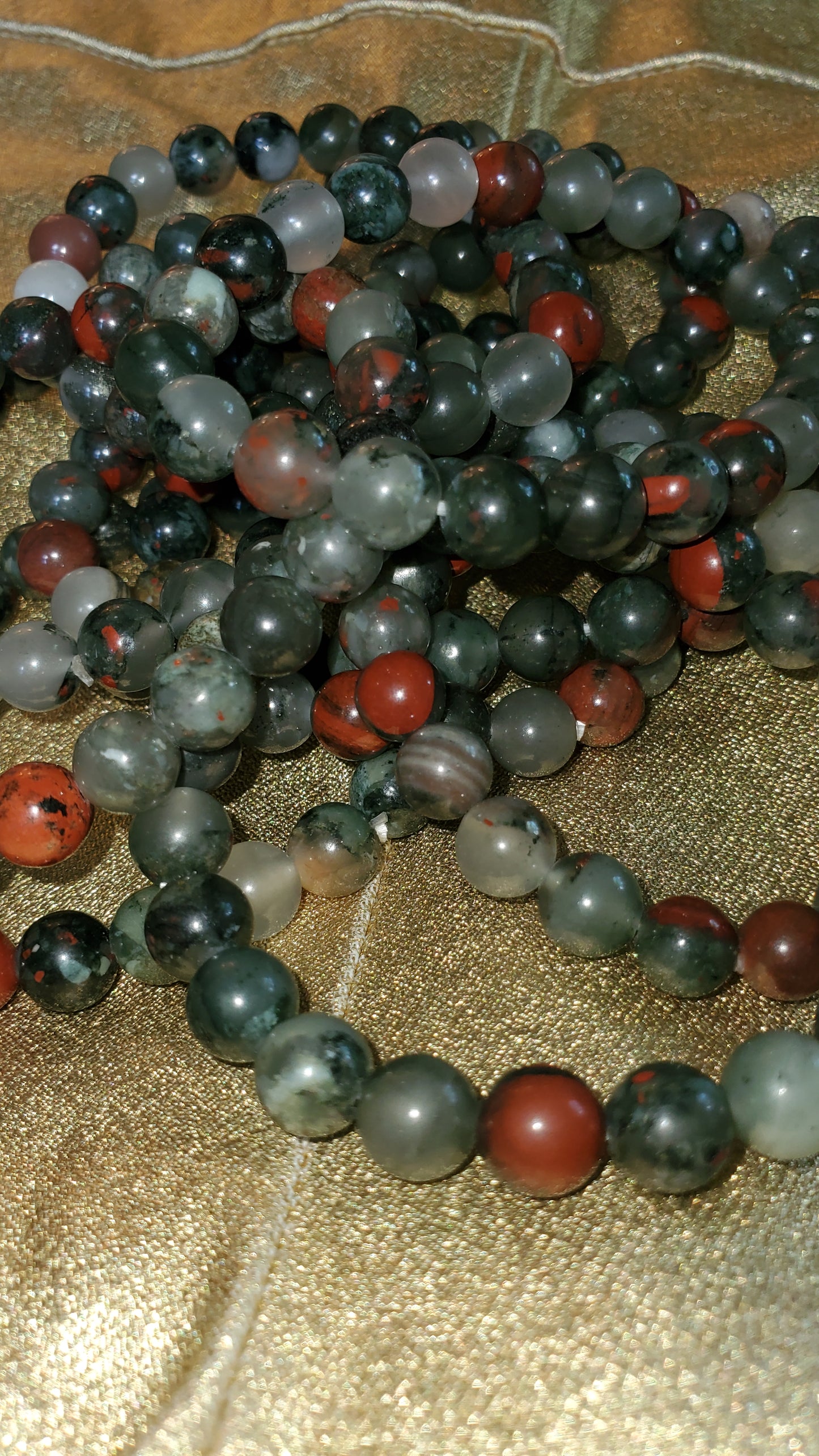 African bloodstone crystal beaded bracelet 10mm