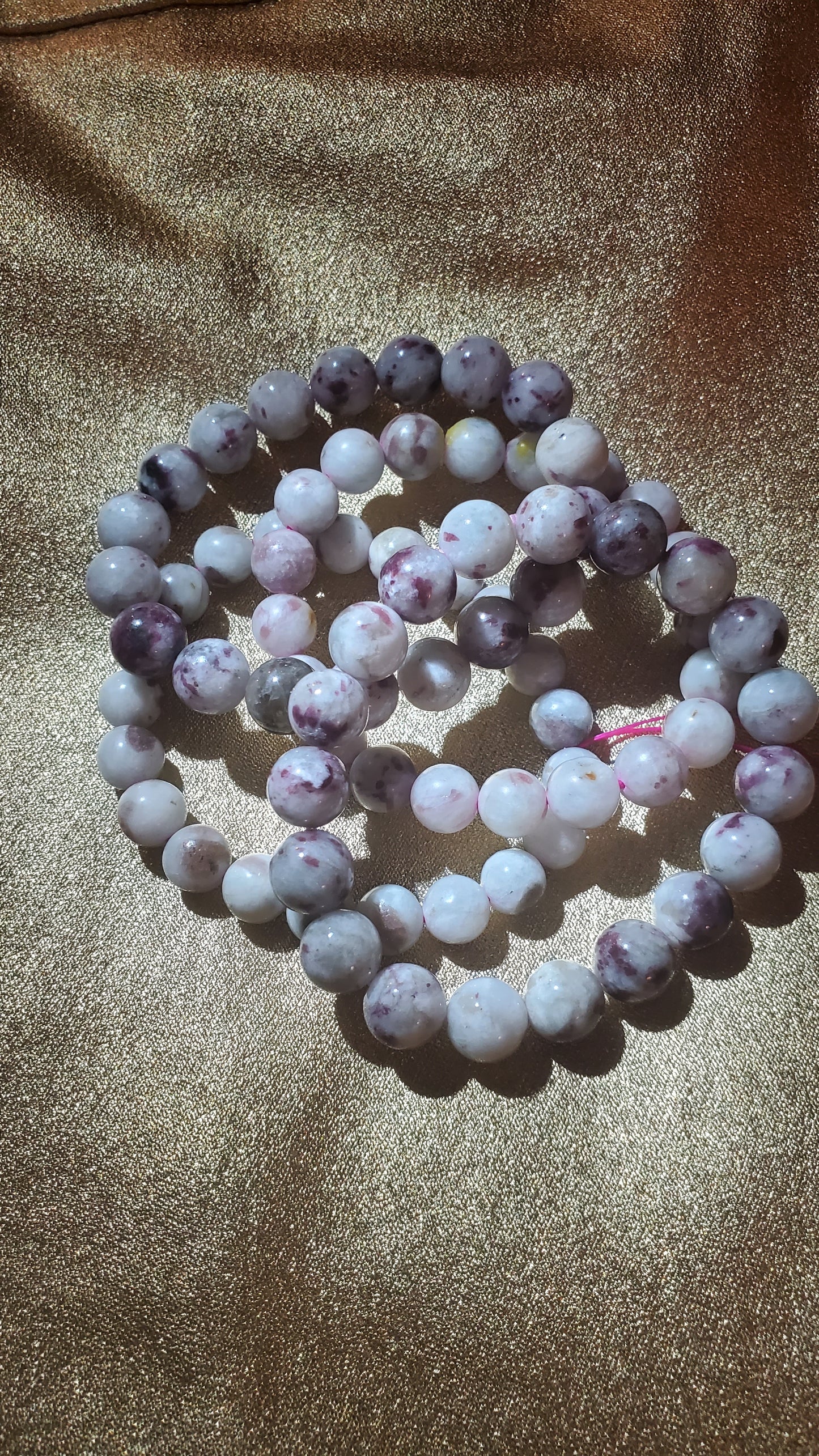 Pink tourmaline crystal beaded bracelet 10mm