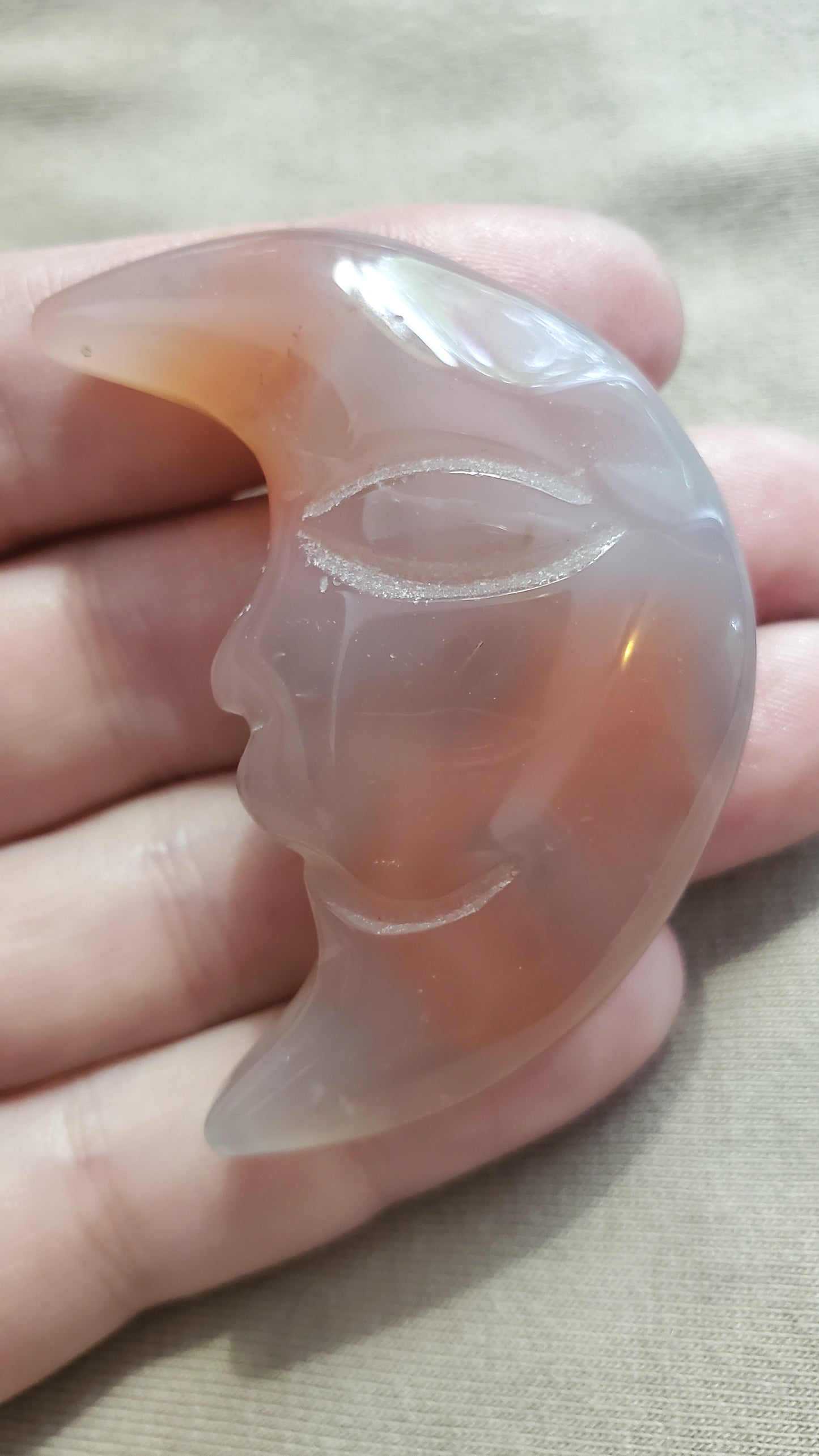 Alashan agate moon crystal carving