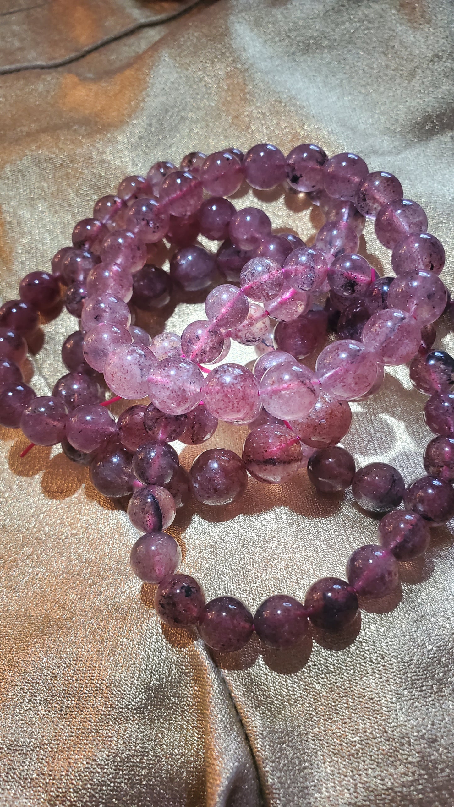 Strawberry quartz crystal pink bracelet