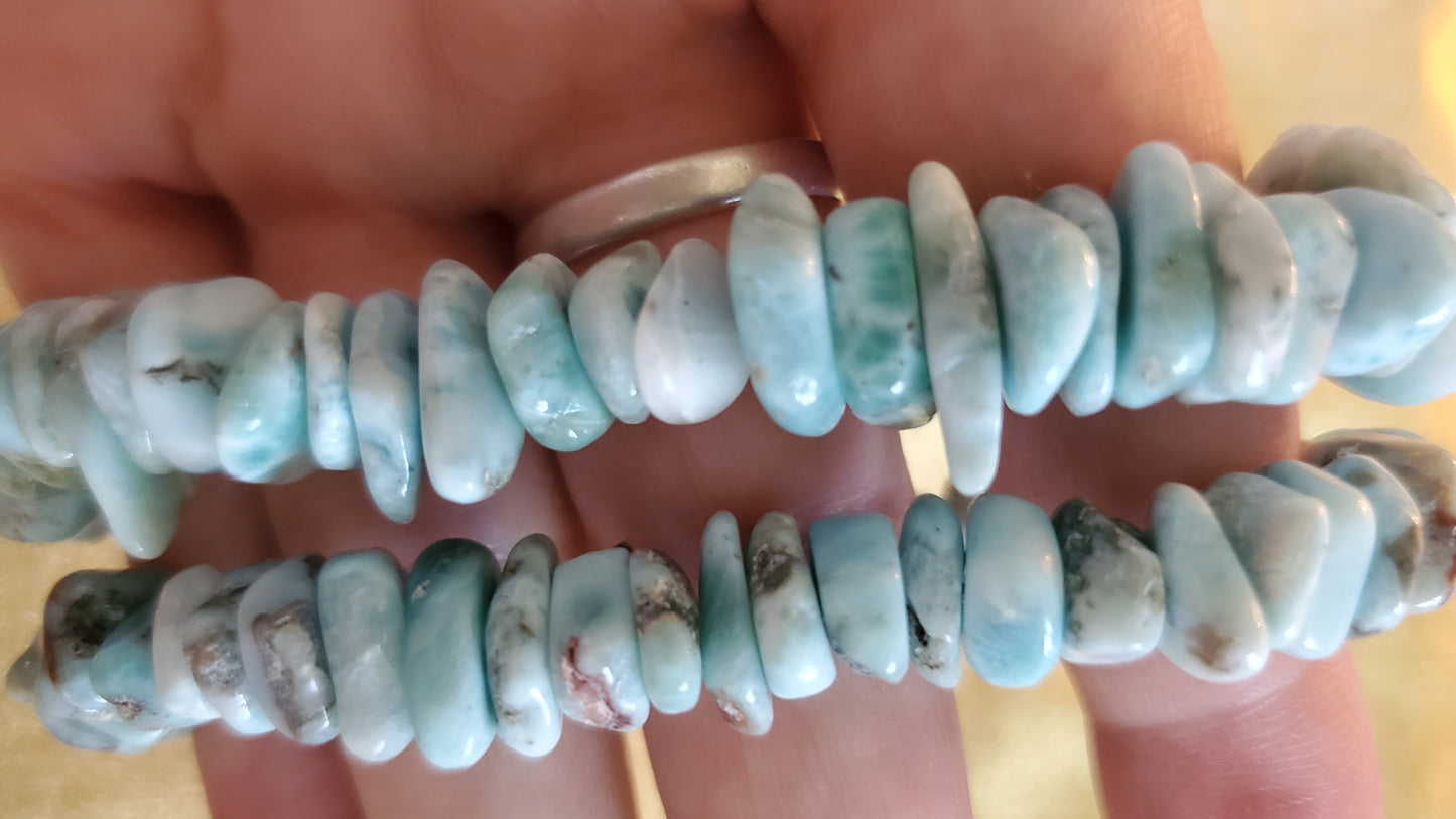 Larimar chip crystal bracelet