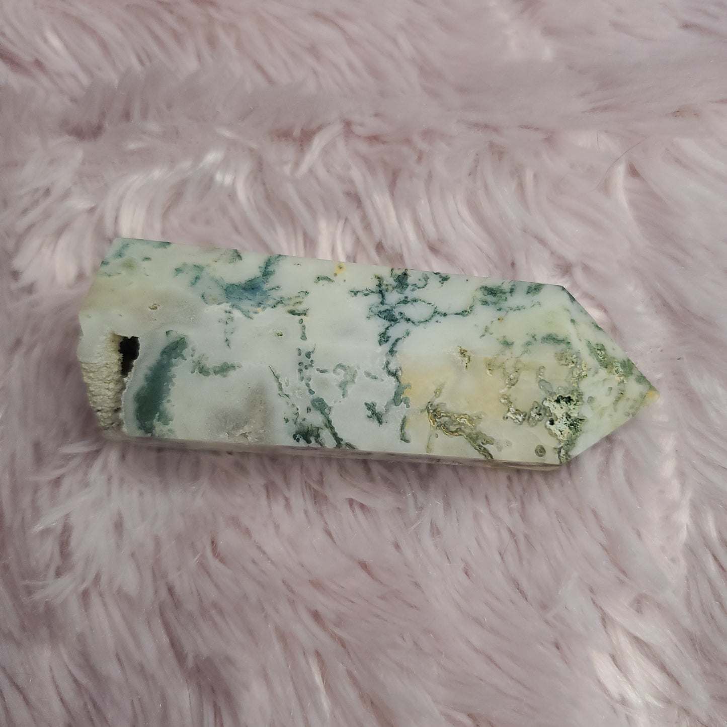 Moss agate tower crystal