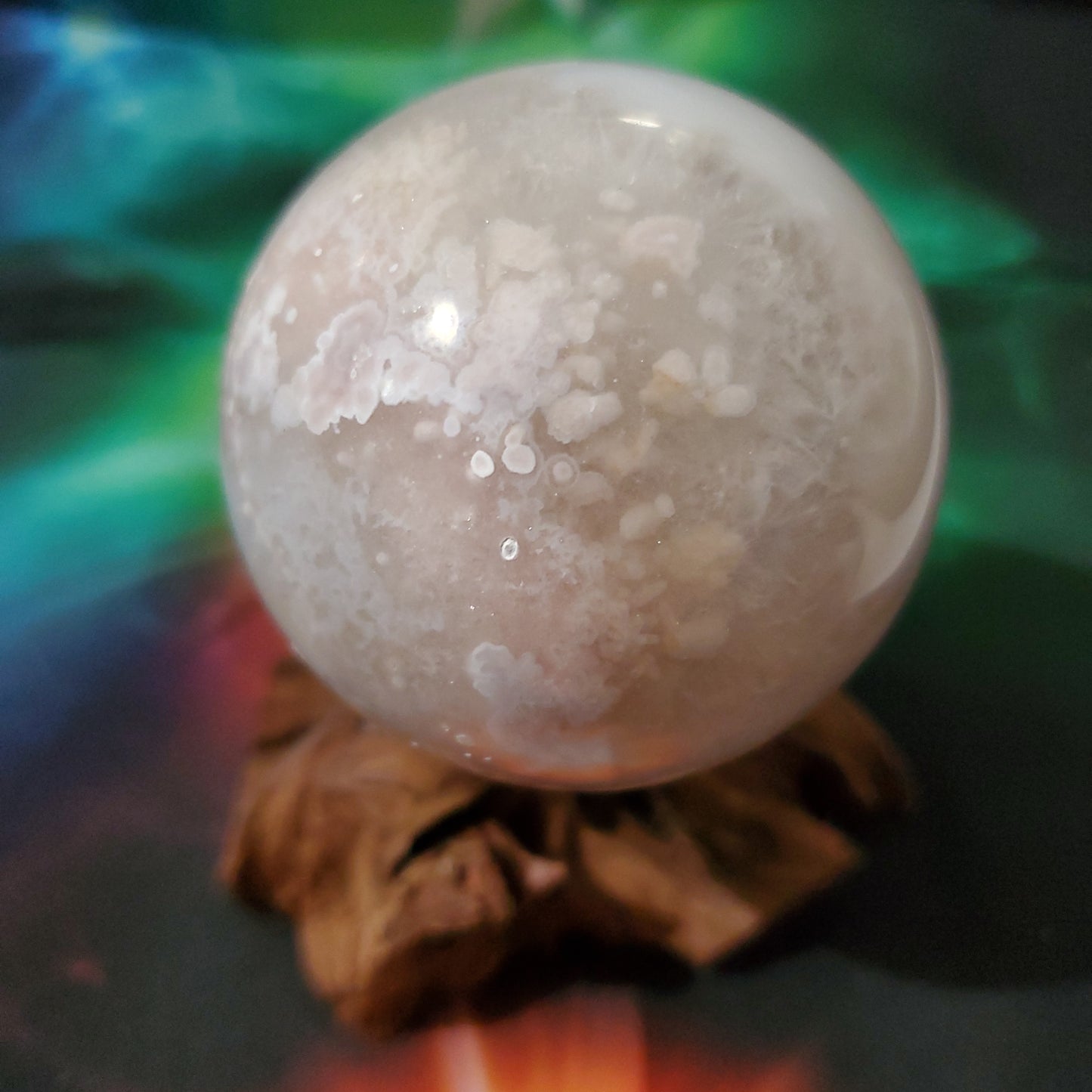 Pink amethyst flower agate sphere