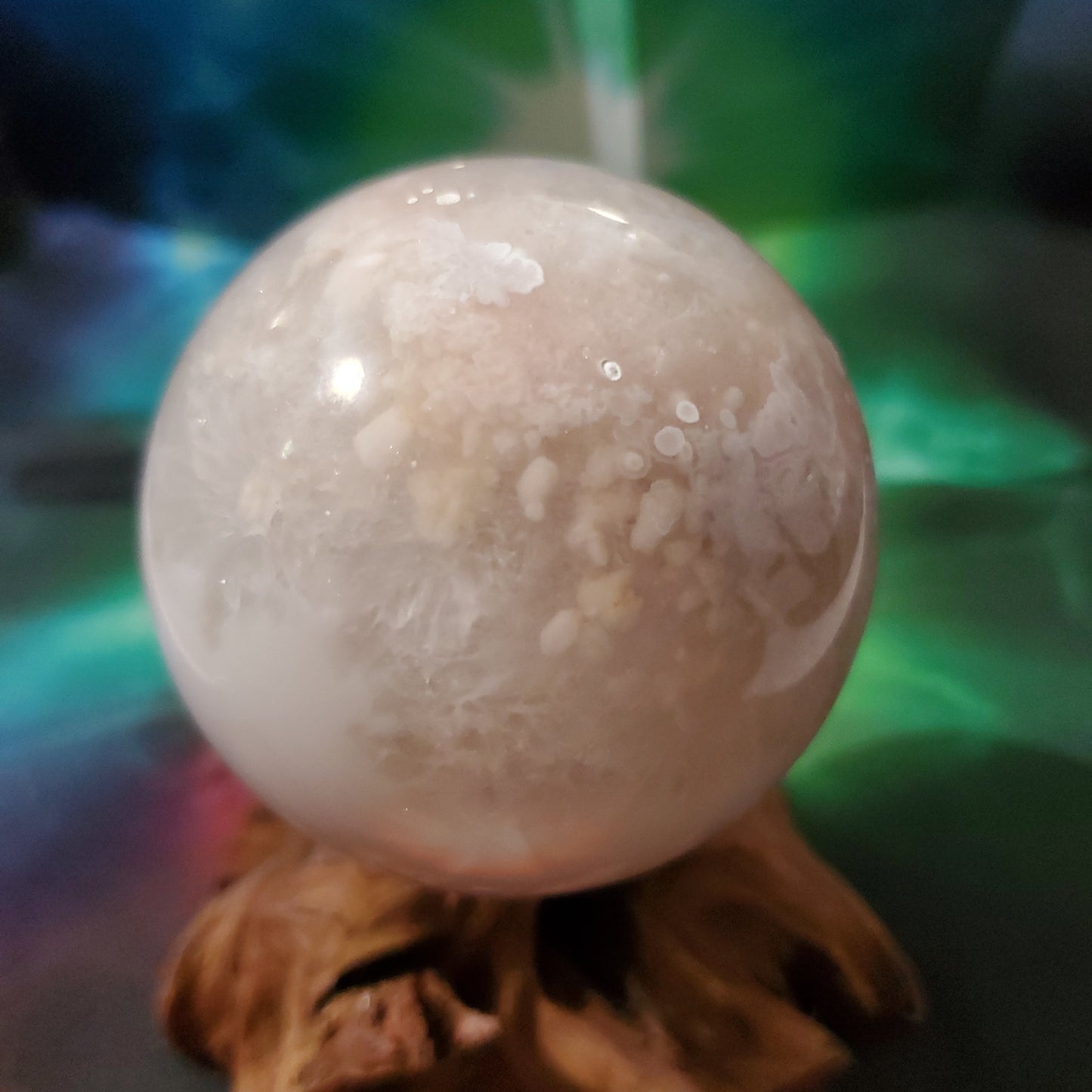 Pink amethyst flower agate sphere