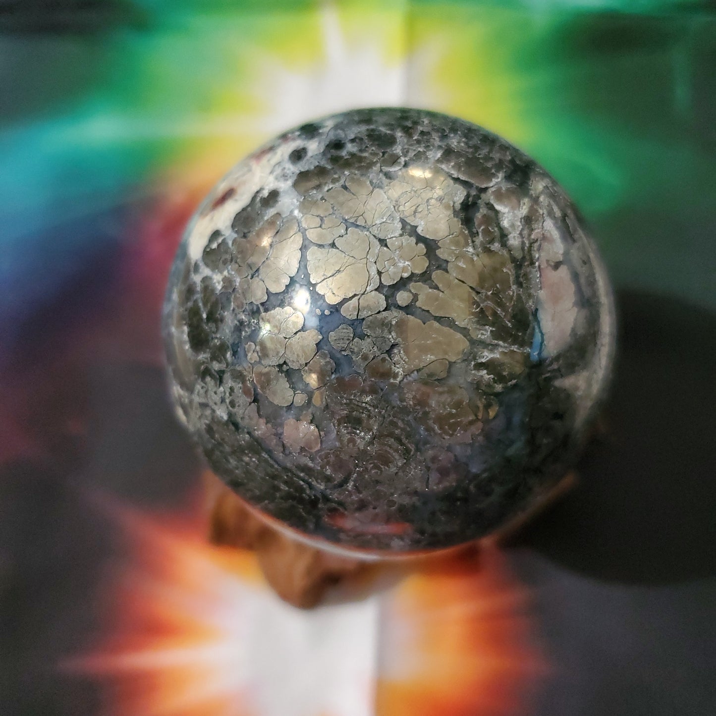 Pyrite agate sphere