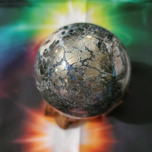Pyrite agate sphere