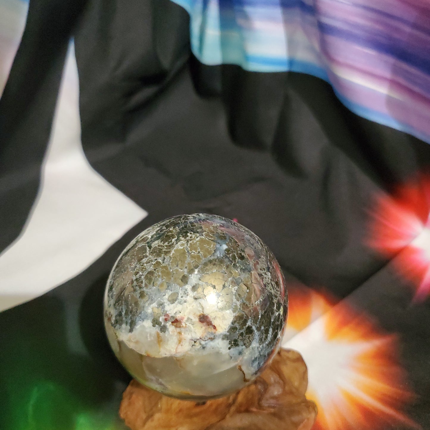 Pyrite agate sphere