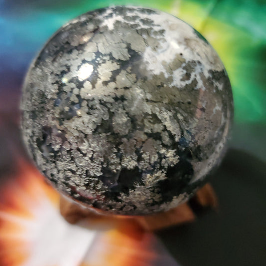 Pyrite agate sphere