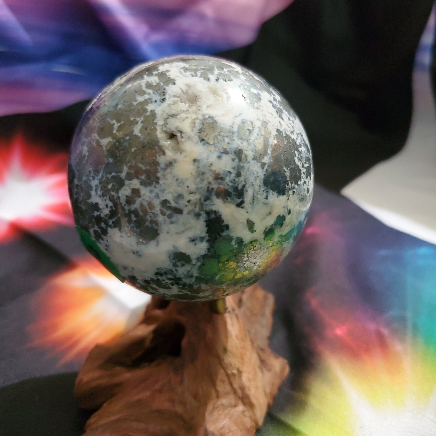 Pyrite agate sphere