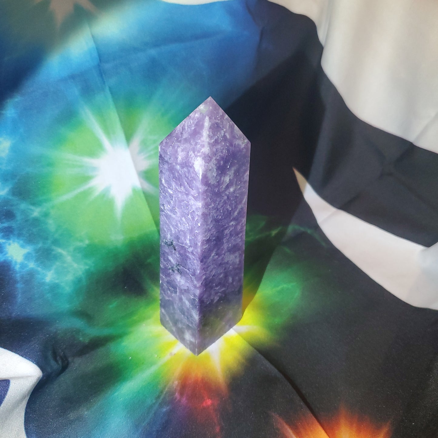 Lepidolite point tower