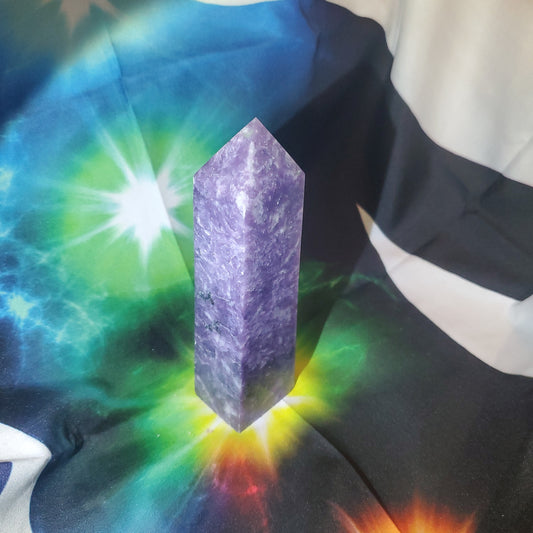 Lepidolite point tower