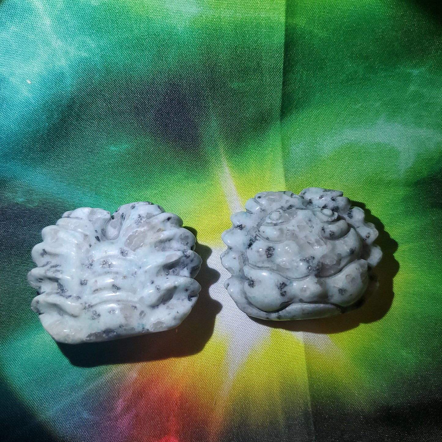 Kiwi jasper crab carving