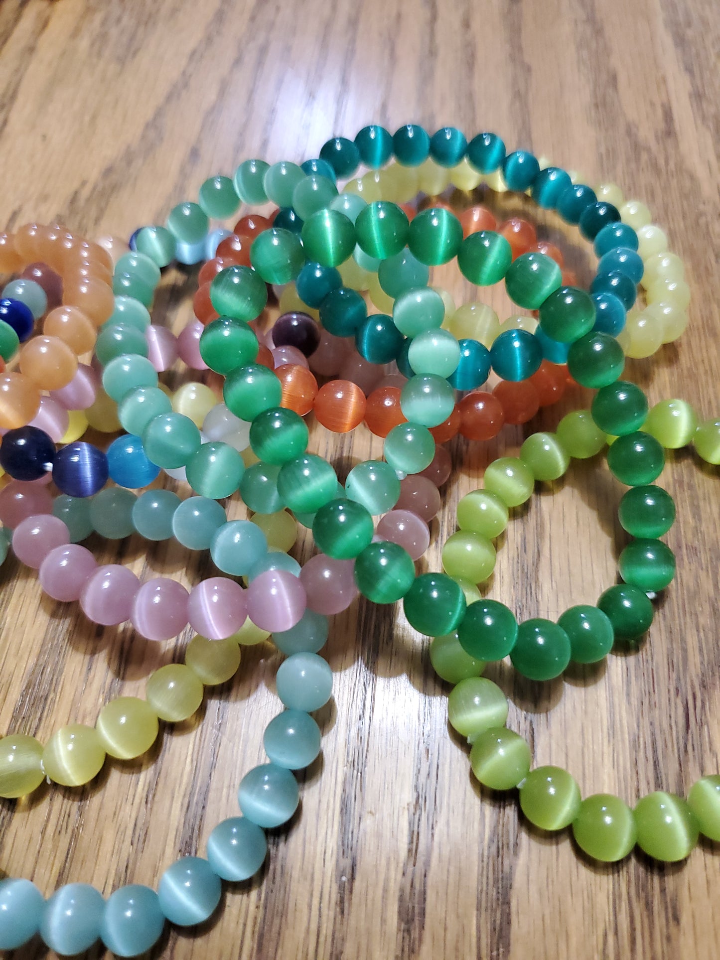 Colored selenite cateye bracelet