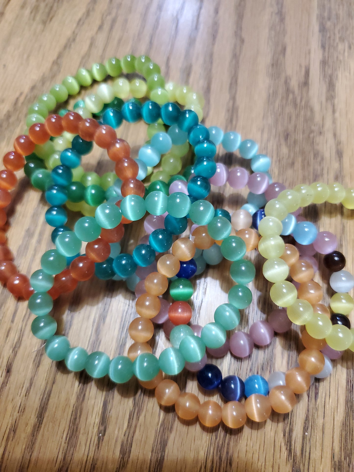 Colored selenite cateye bracelet