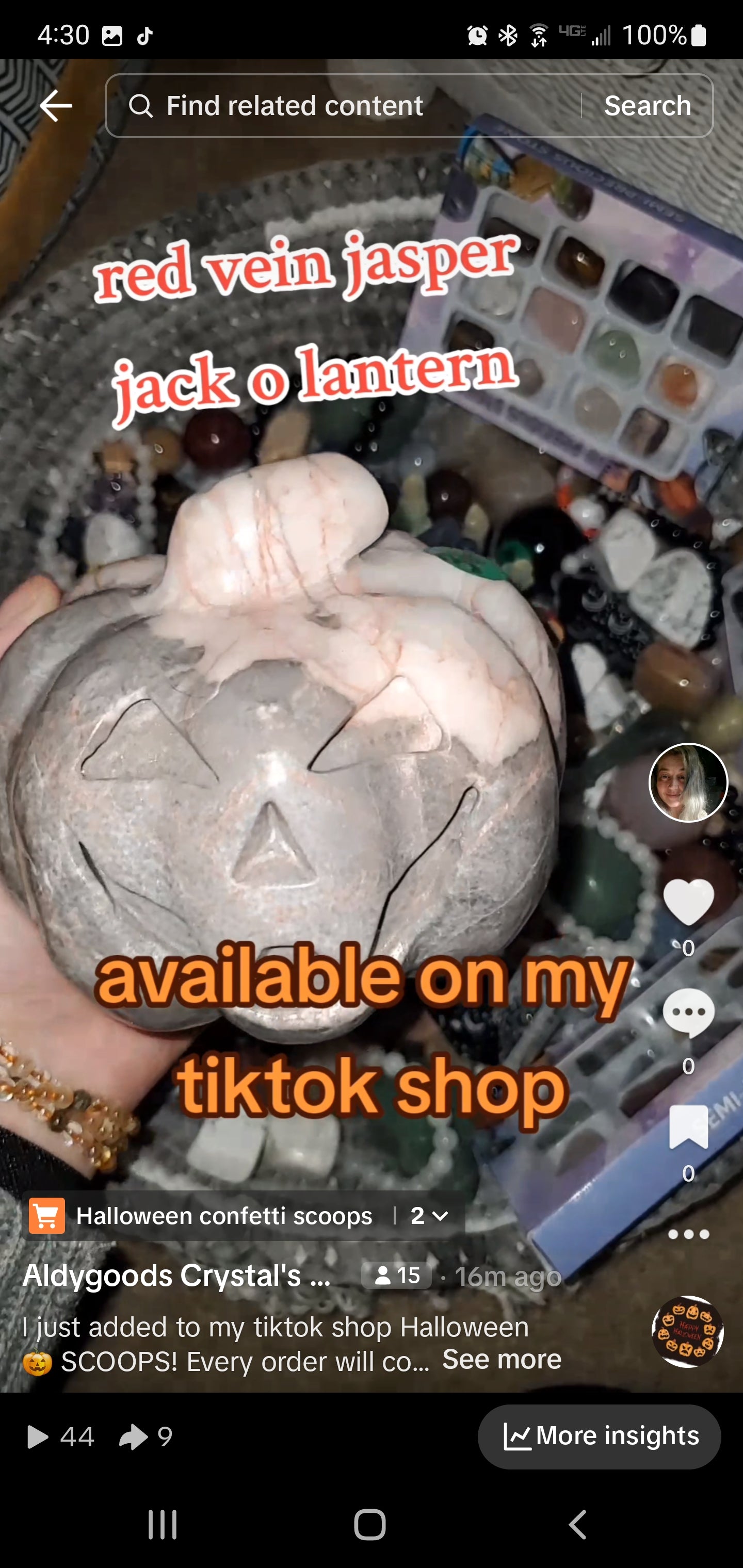 Pumpkin red vein jasper jack o lantern