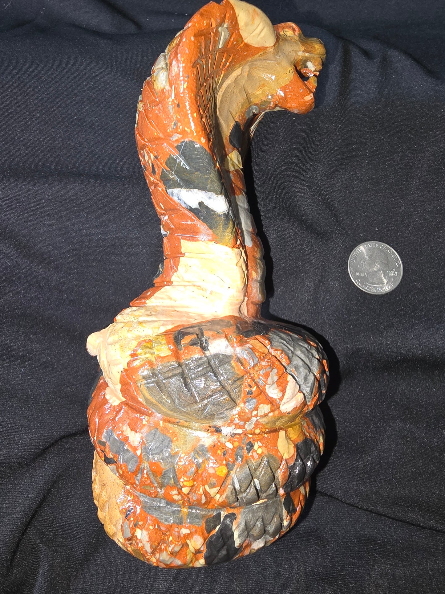 Cobra snake crystal carving mixed jasper