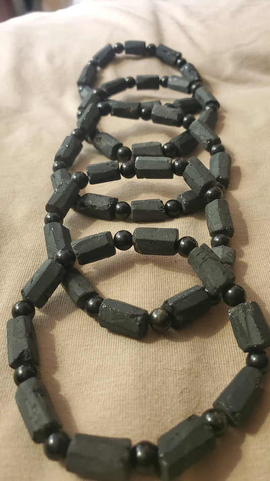 Raw black tourmaline crystal bracelet