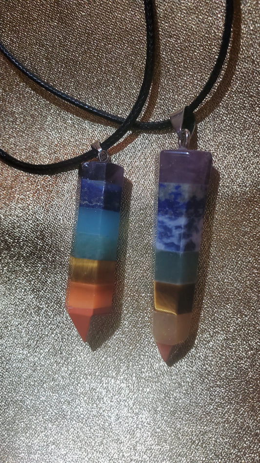 7 Chakra crystal pendulum or necklace