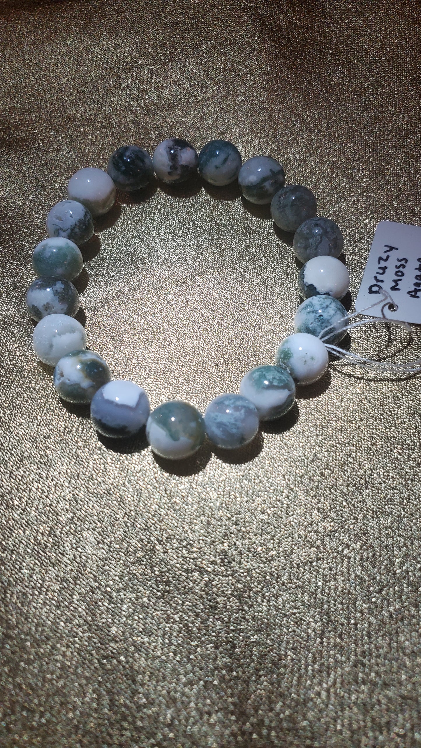 Moss agate crystal beaded bracelet
