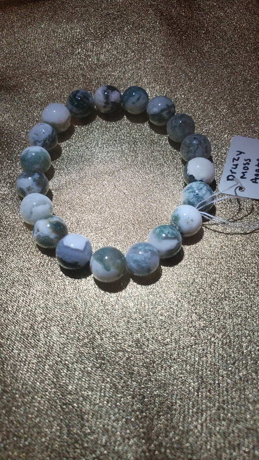 Moss agate crystal beaded bracelet