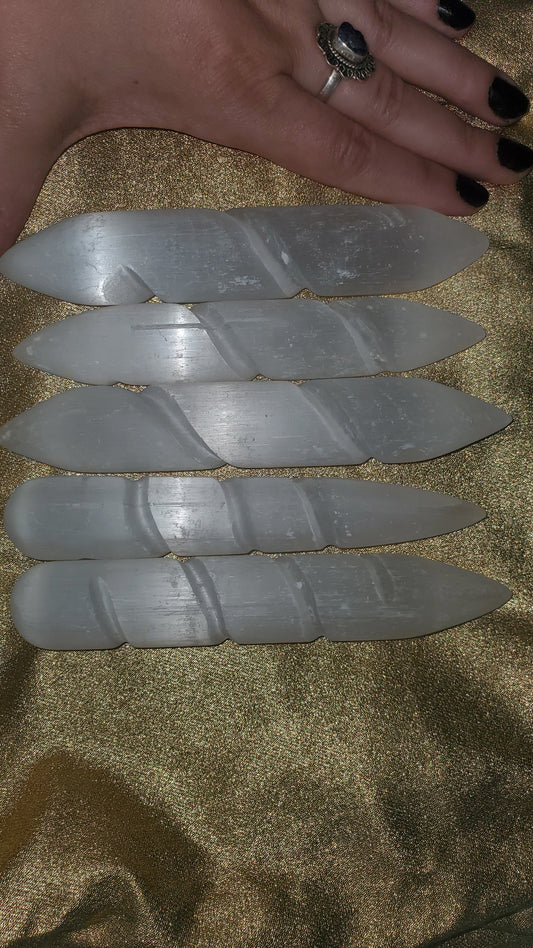 Selenite unicorn crystal wand