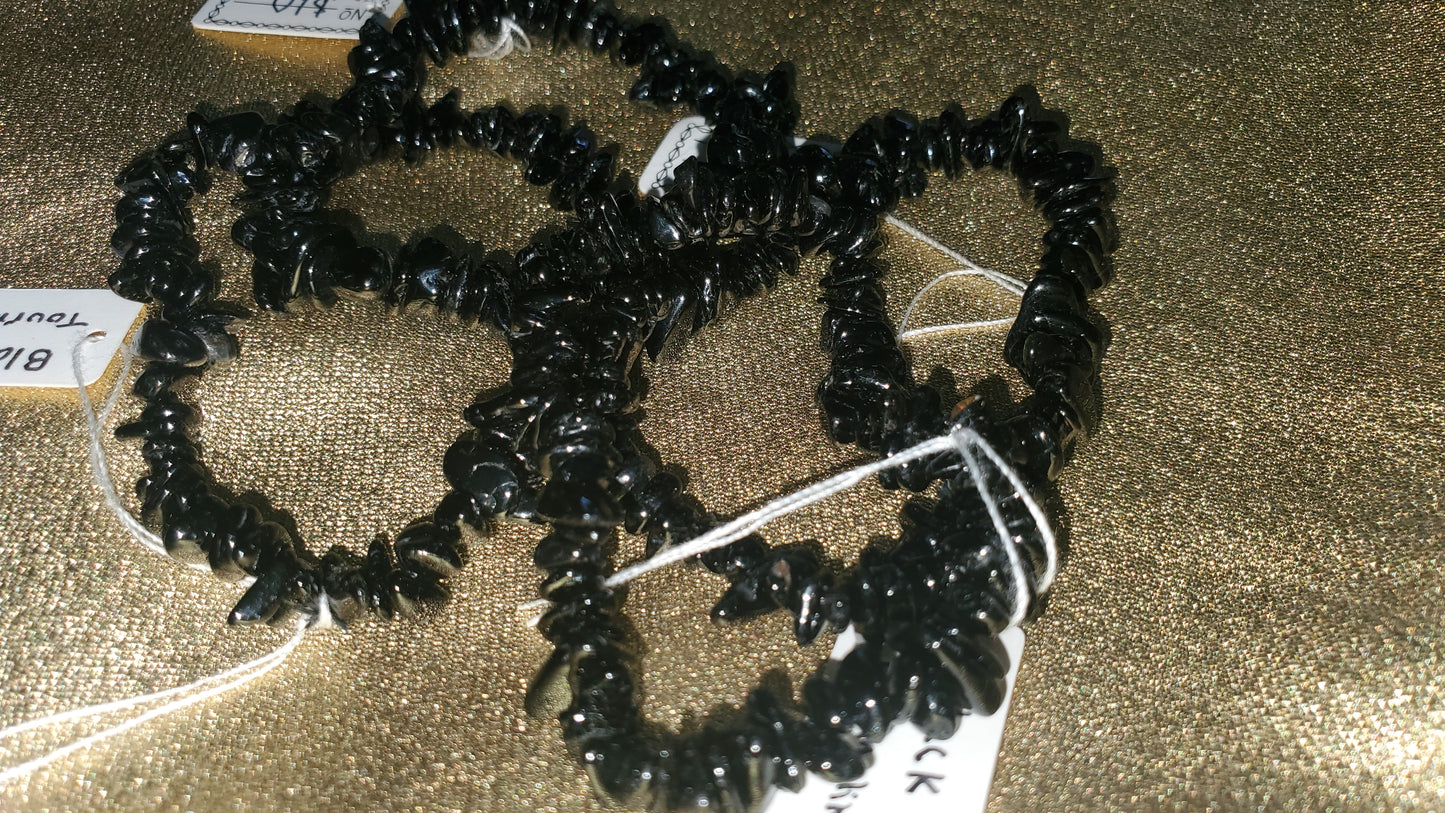Black tourmaline crystal chip bracelet