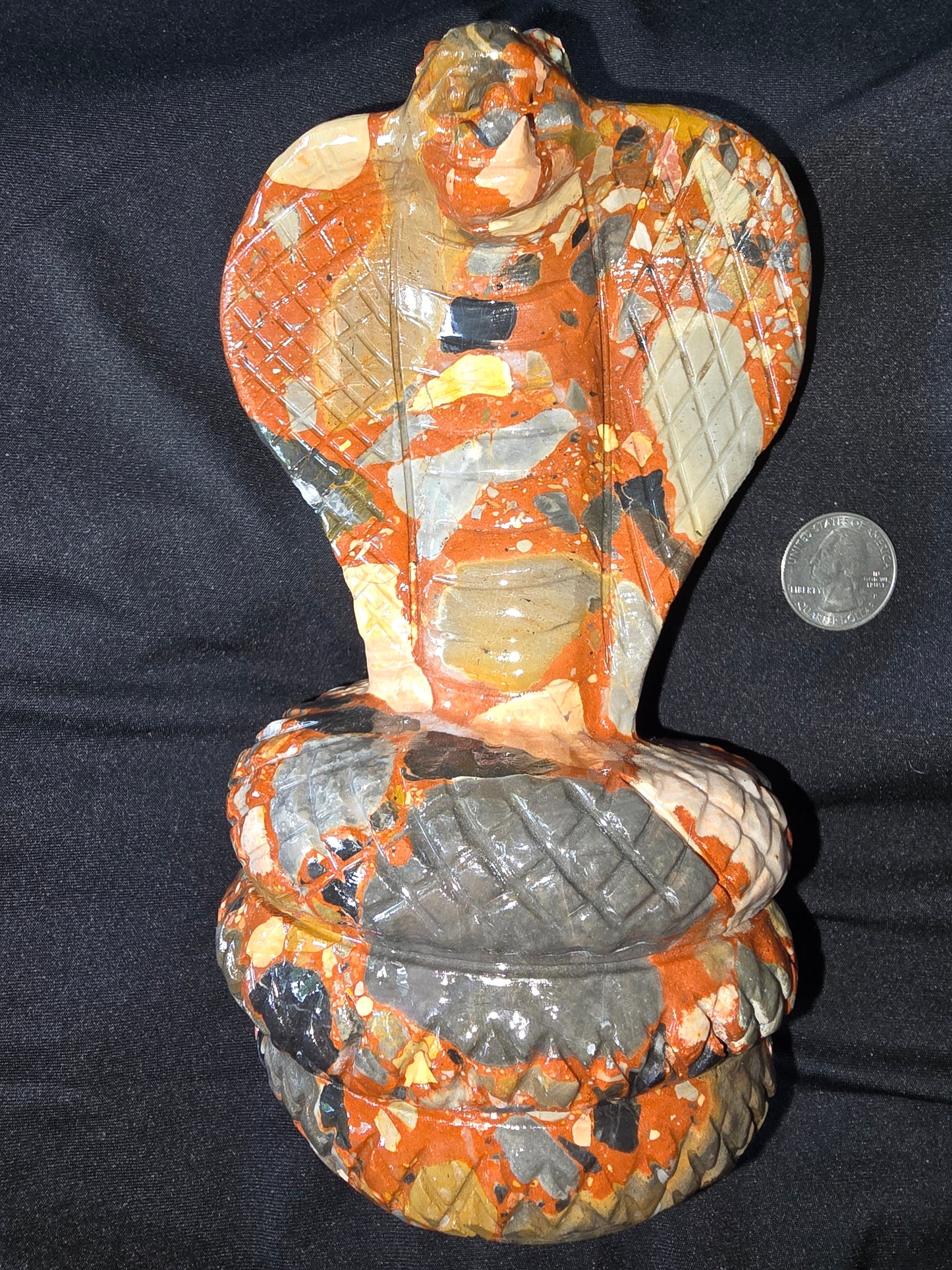 Cobra snake crystal carving mixed jasper