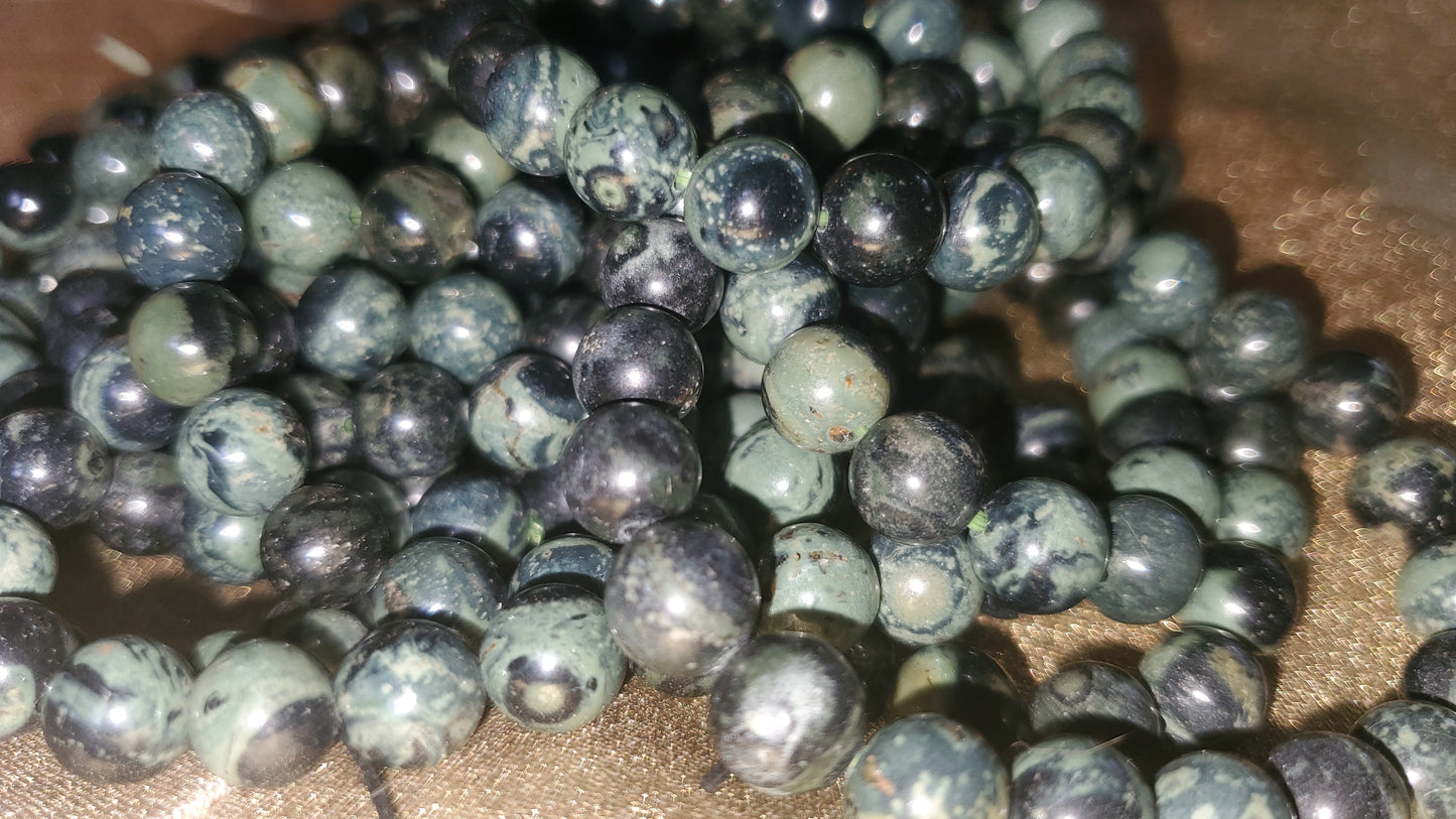 Kambaba jasper crystal beaded bracelet