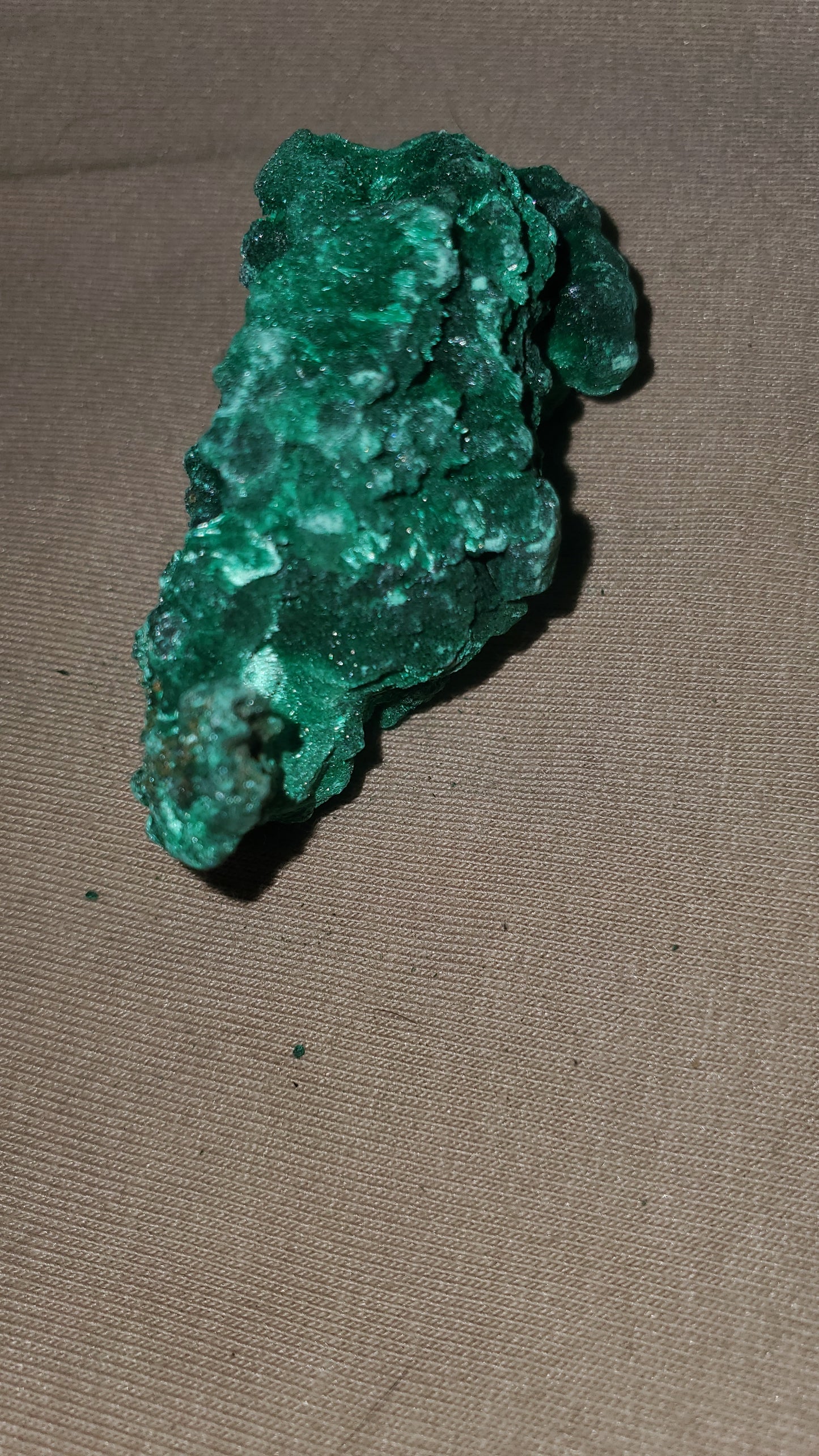 Raw silky malachite specimen crystal