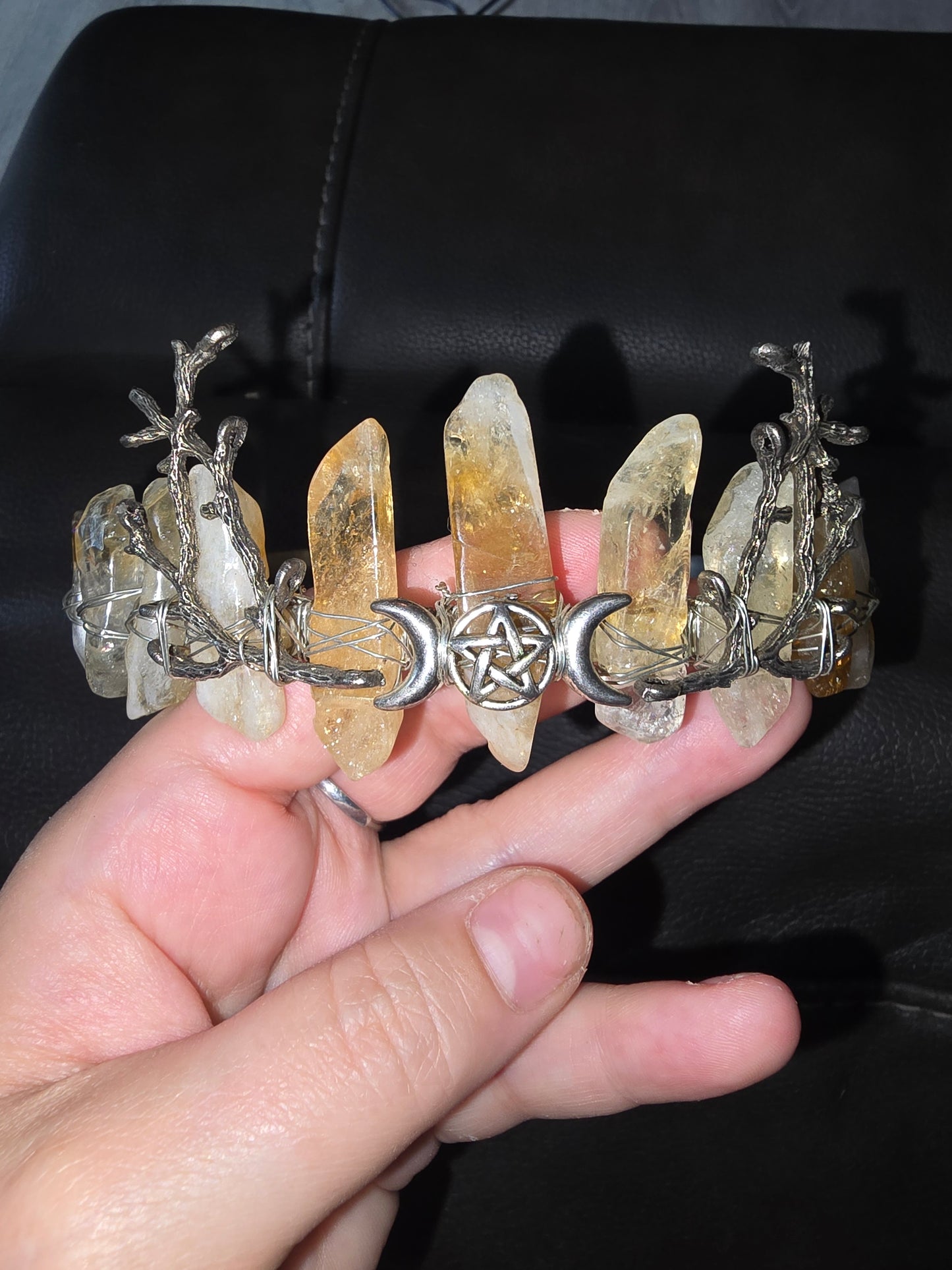 Citrine crystal moon crown