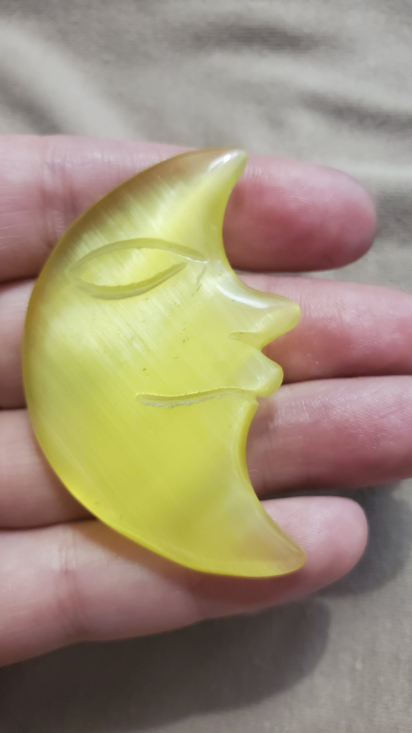 Selenite dyed crystal moon about 2"