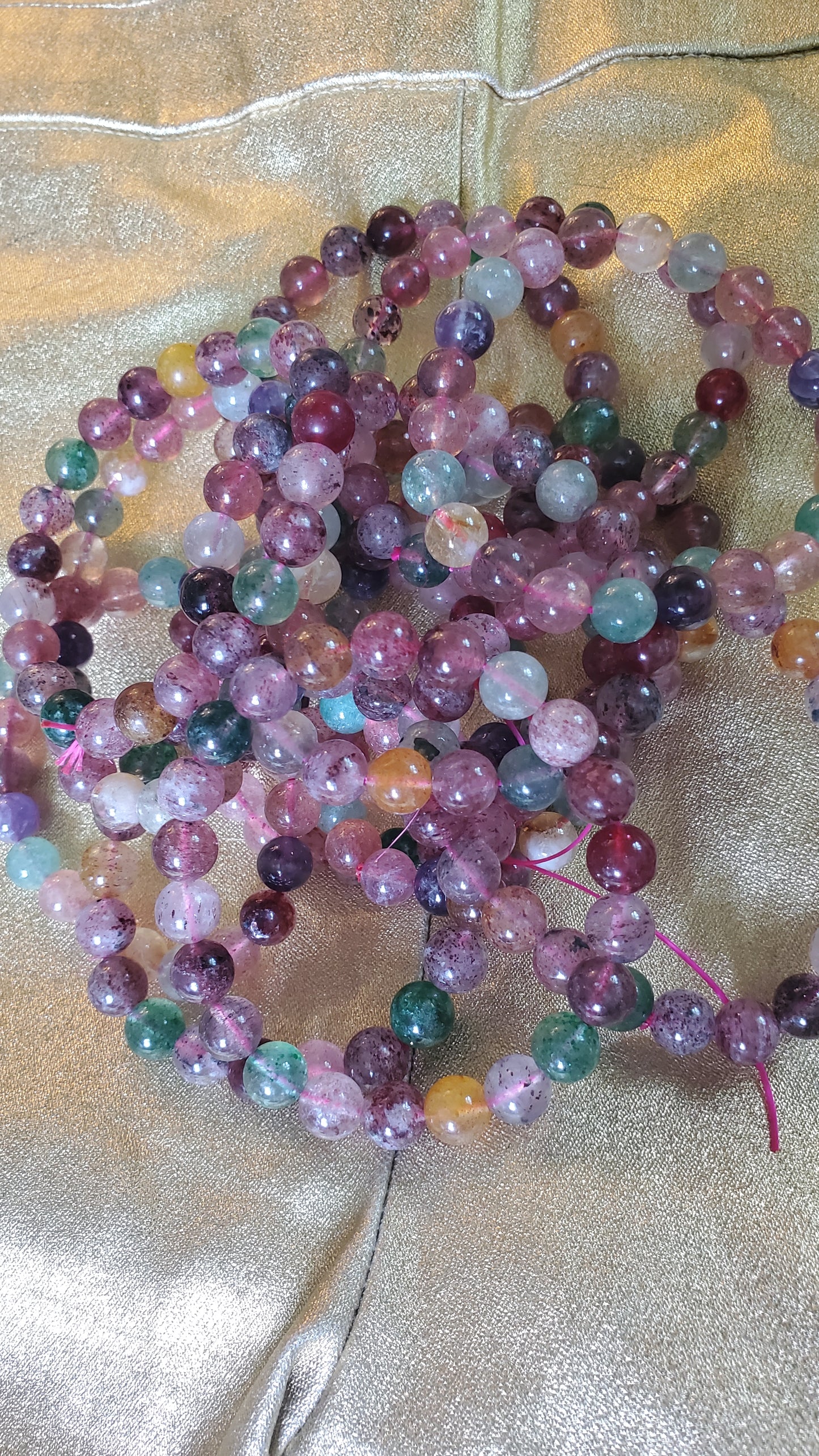 Strawberry quartz crystal multicolored bracelet