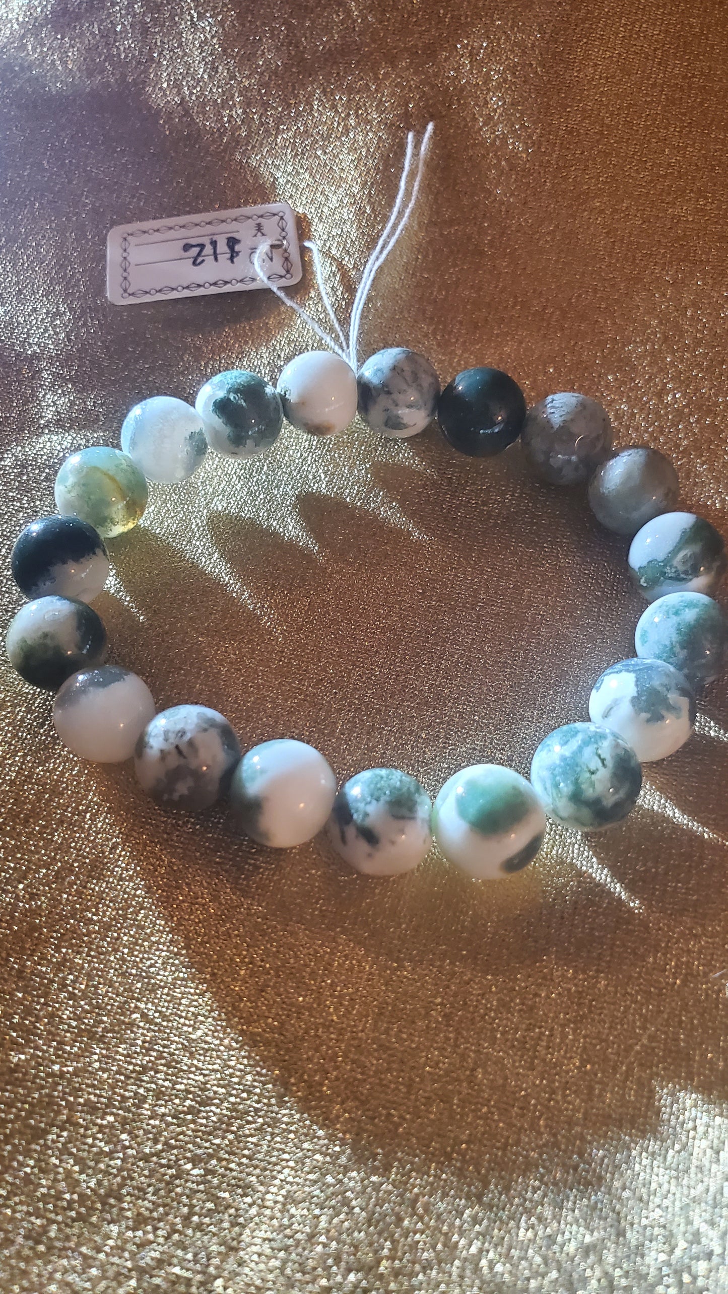 Moss agate crystal beaded bracelet
