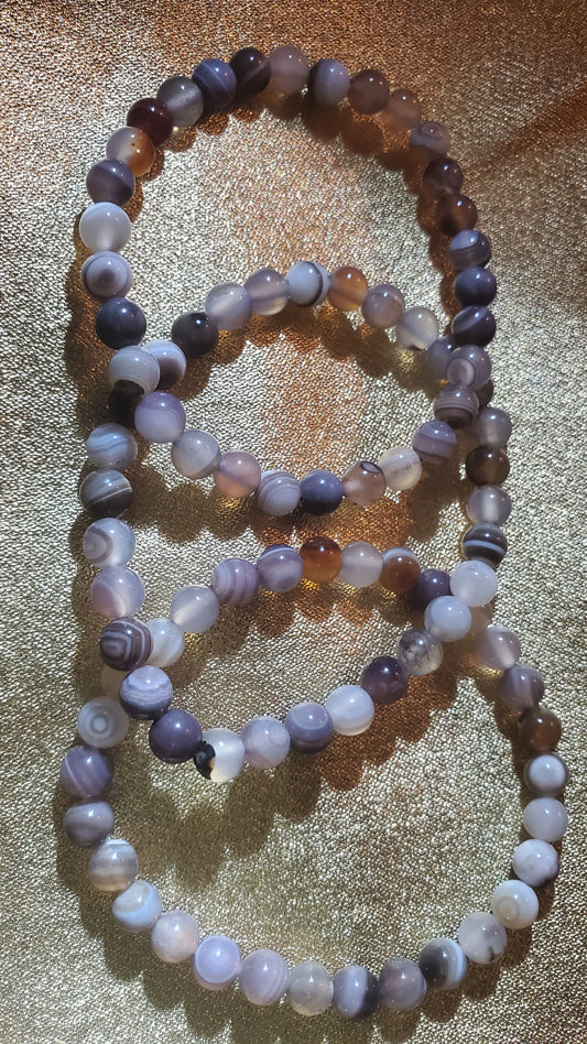 Botswana crystal banded 6mm beaded bracelet