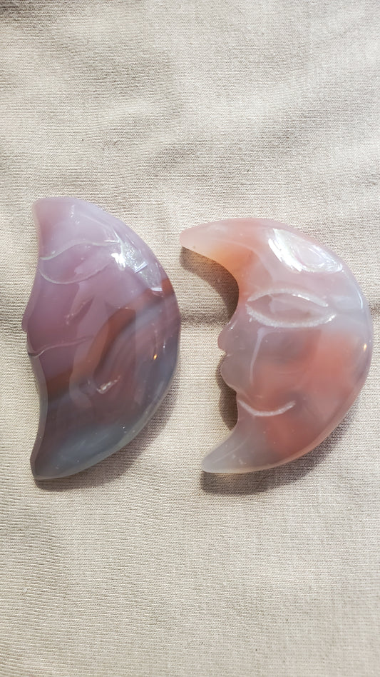 Alashan agate moon crystal carving