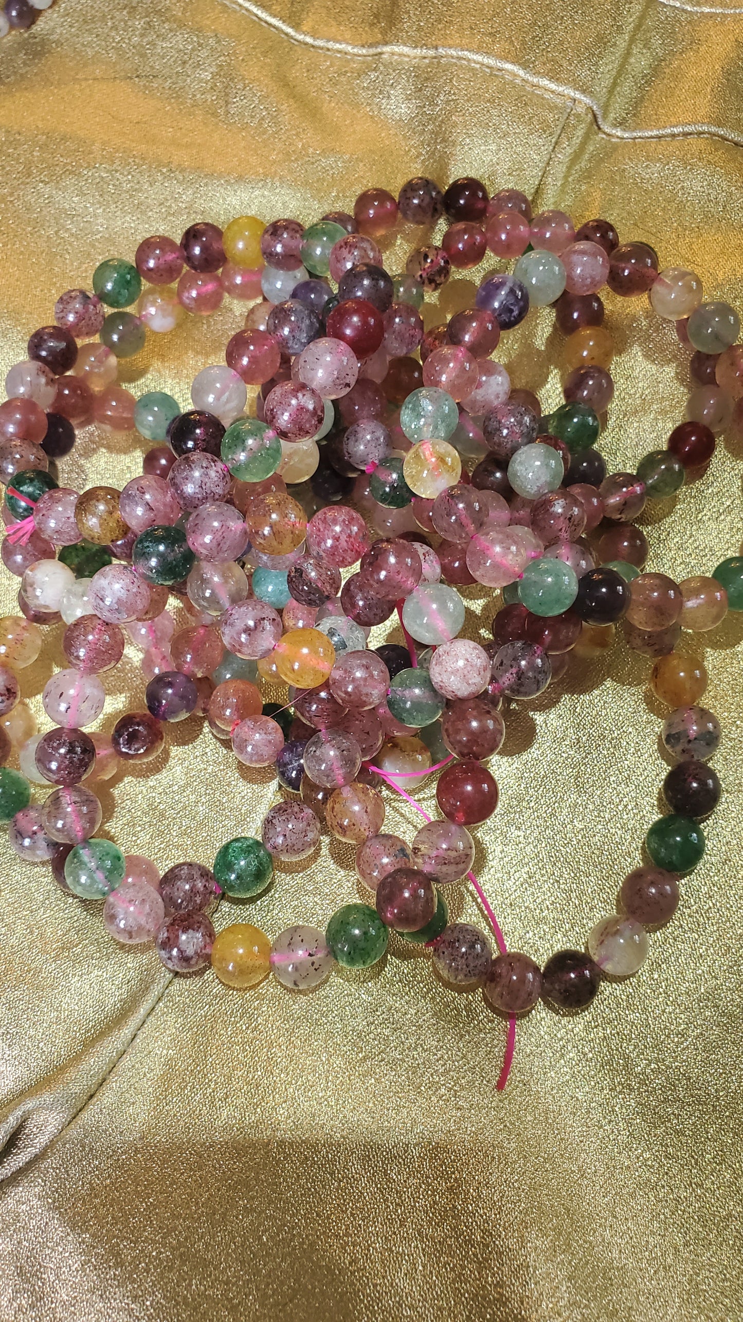 Strawberry quartz crystal multicolored bracelet
