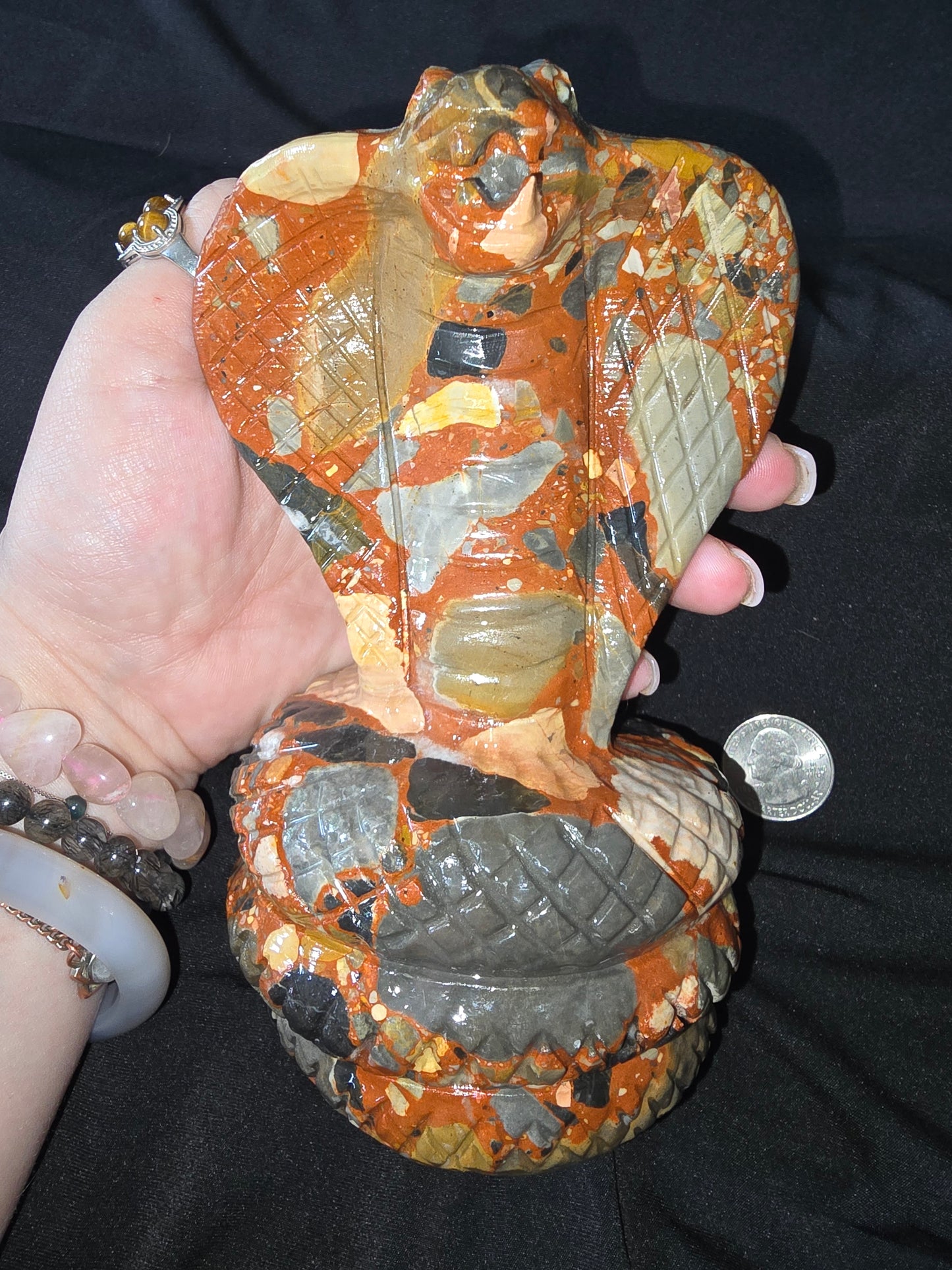Cobra snake crystal carving mixed jasper