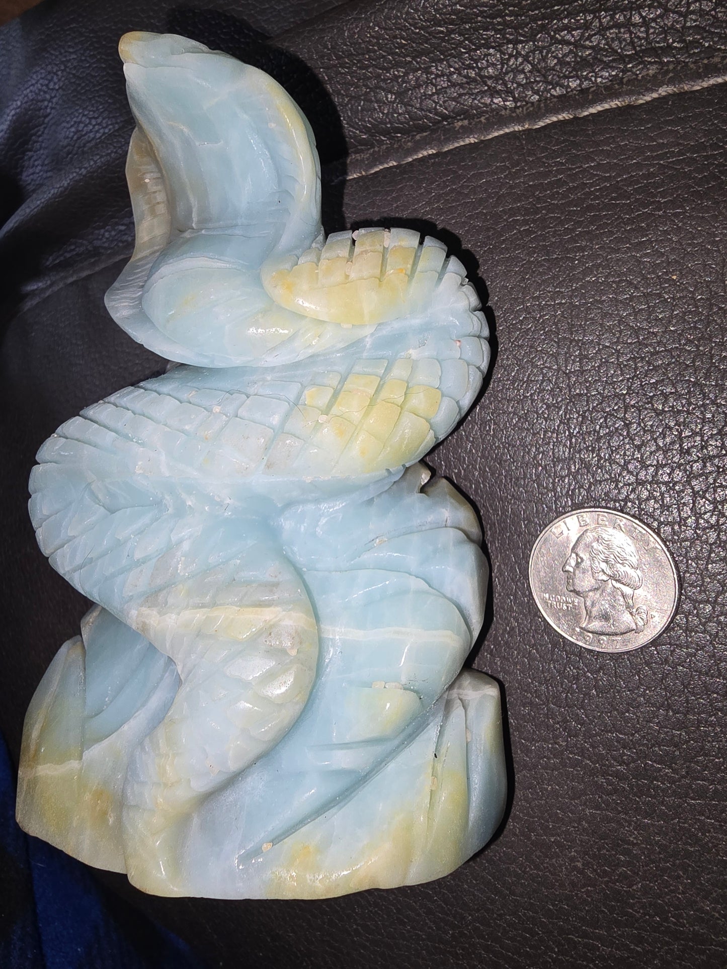 Caribbean calcite crystal snake cobra carving