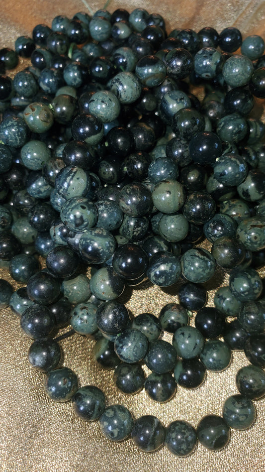 Kambaba jasper crystal beaded bracelet