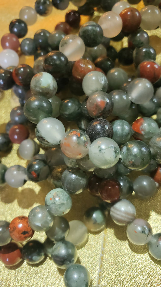 African bloodstone crystal beaded bracelet 10mm