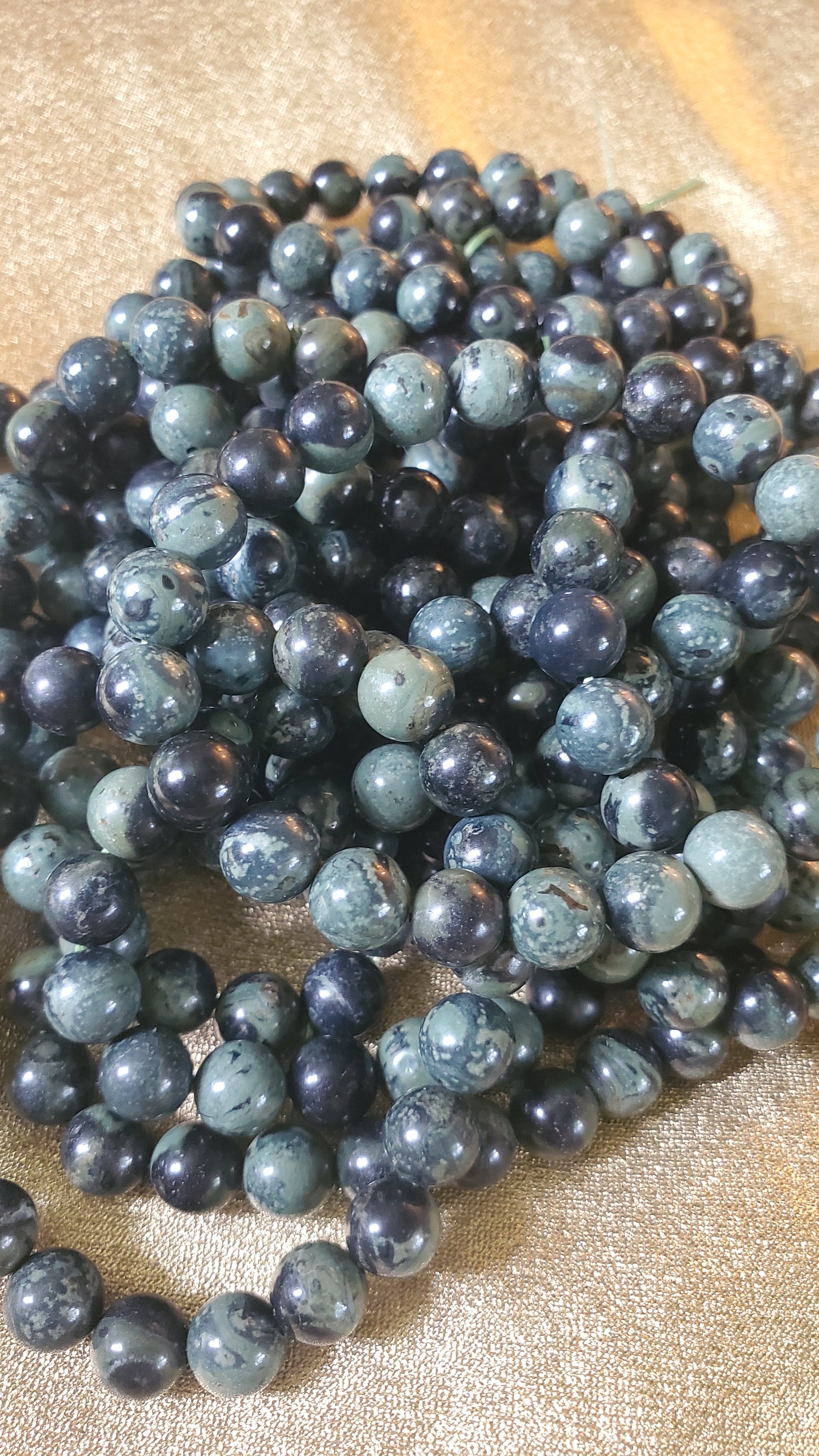 Kambaba jasper crystal beaded bracelet