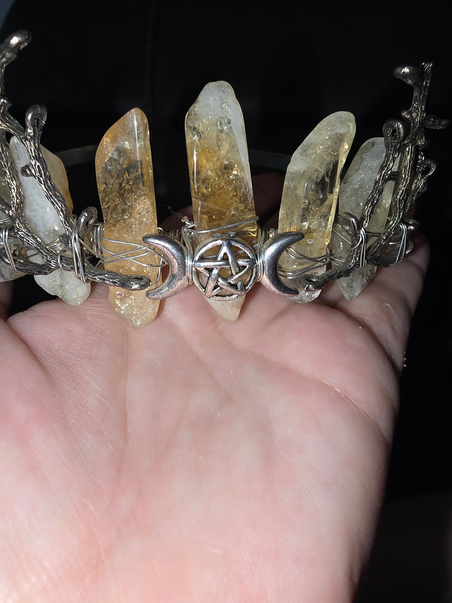 Citrine crystal moon crown
