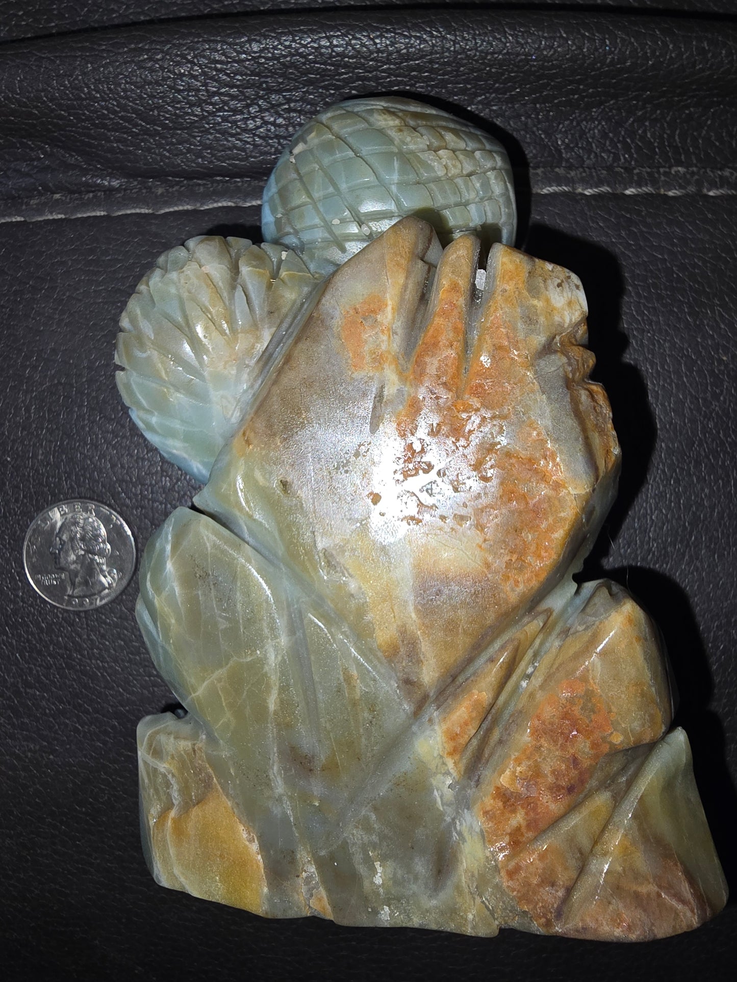 Caribbean calcite crystal snake cobra carving