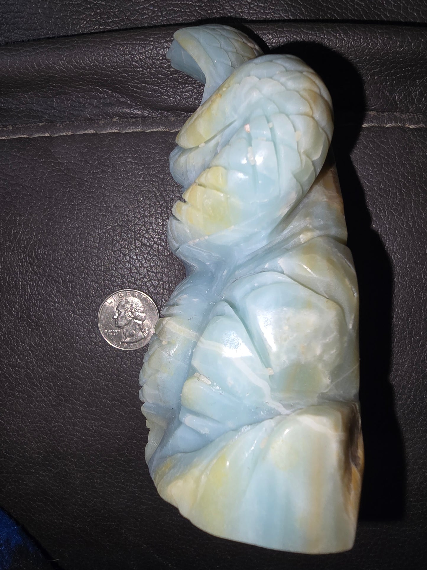 Caribbean calcite crystal snake cobra carving