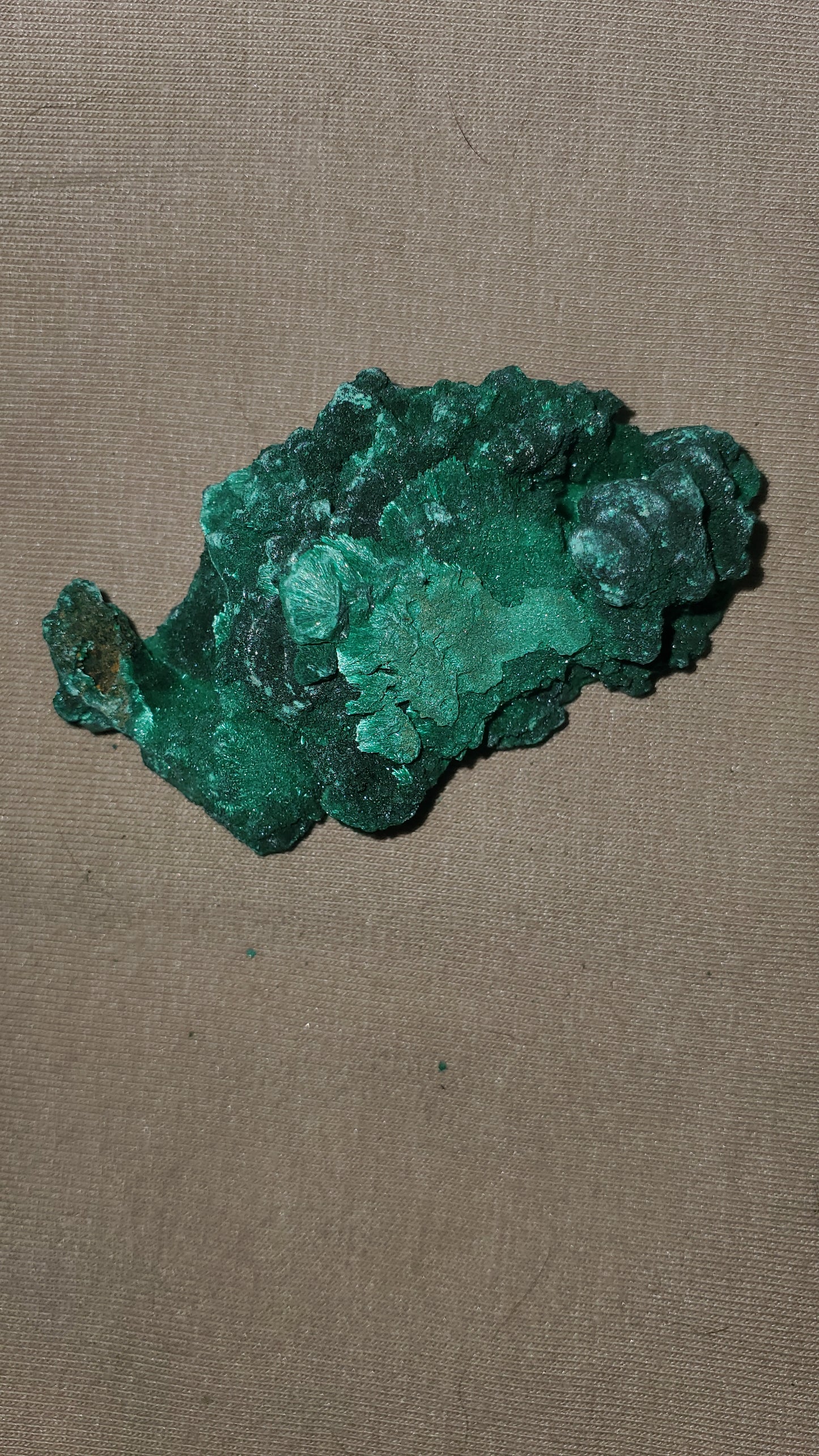 Raw silky malachite specimen crystal