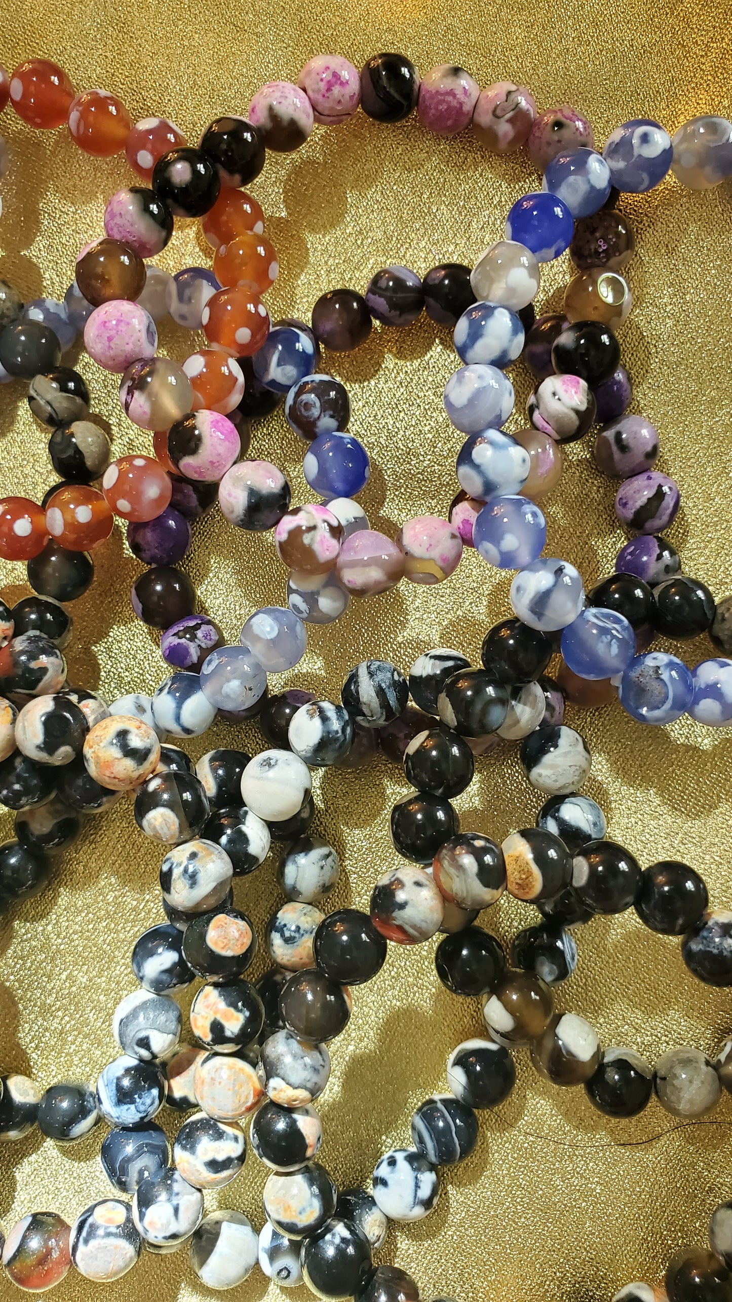 Colored orca agate beaded crystal bracelet