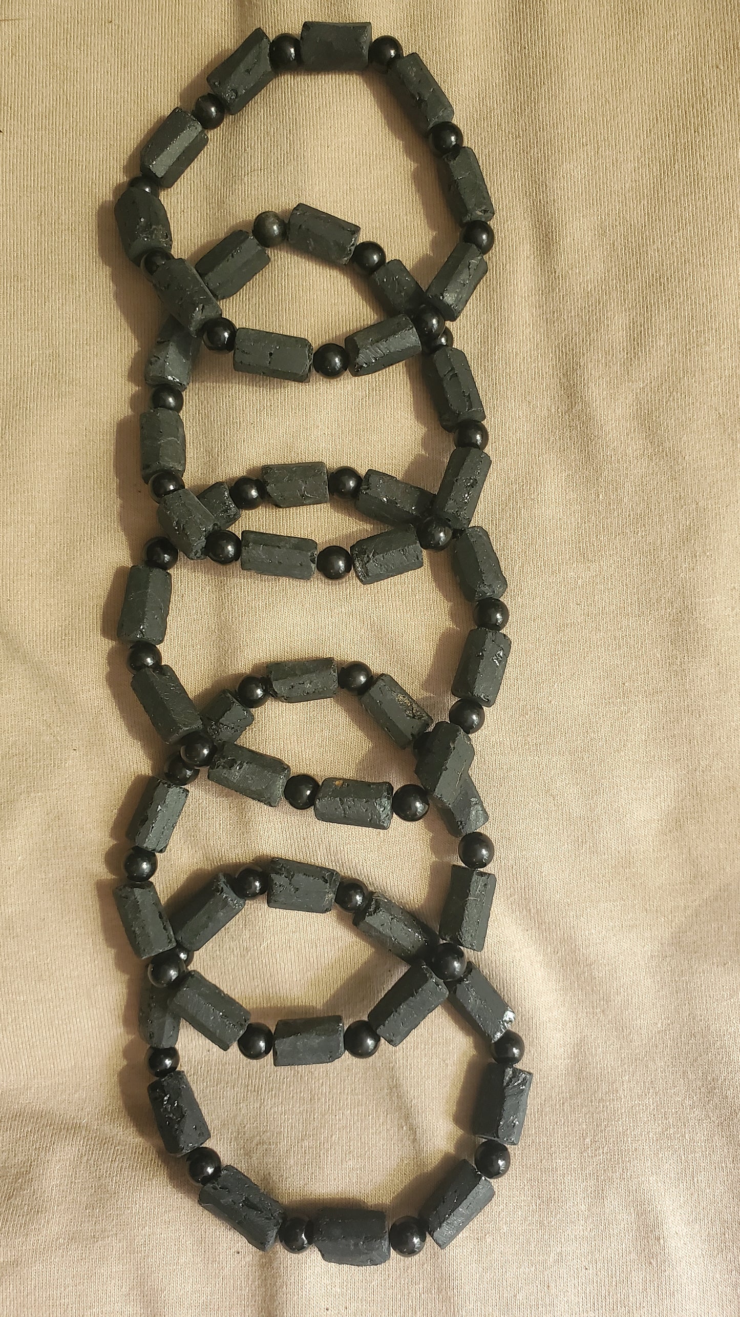 Raw black tourmaline crystal bracelet