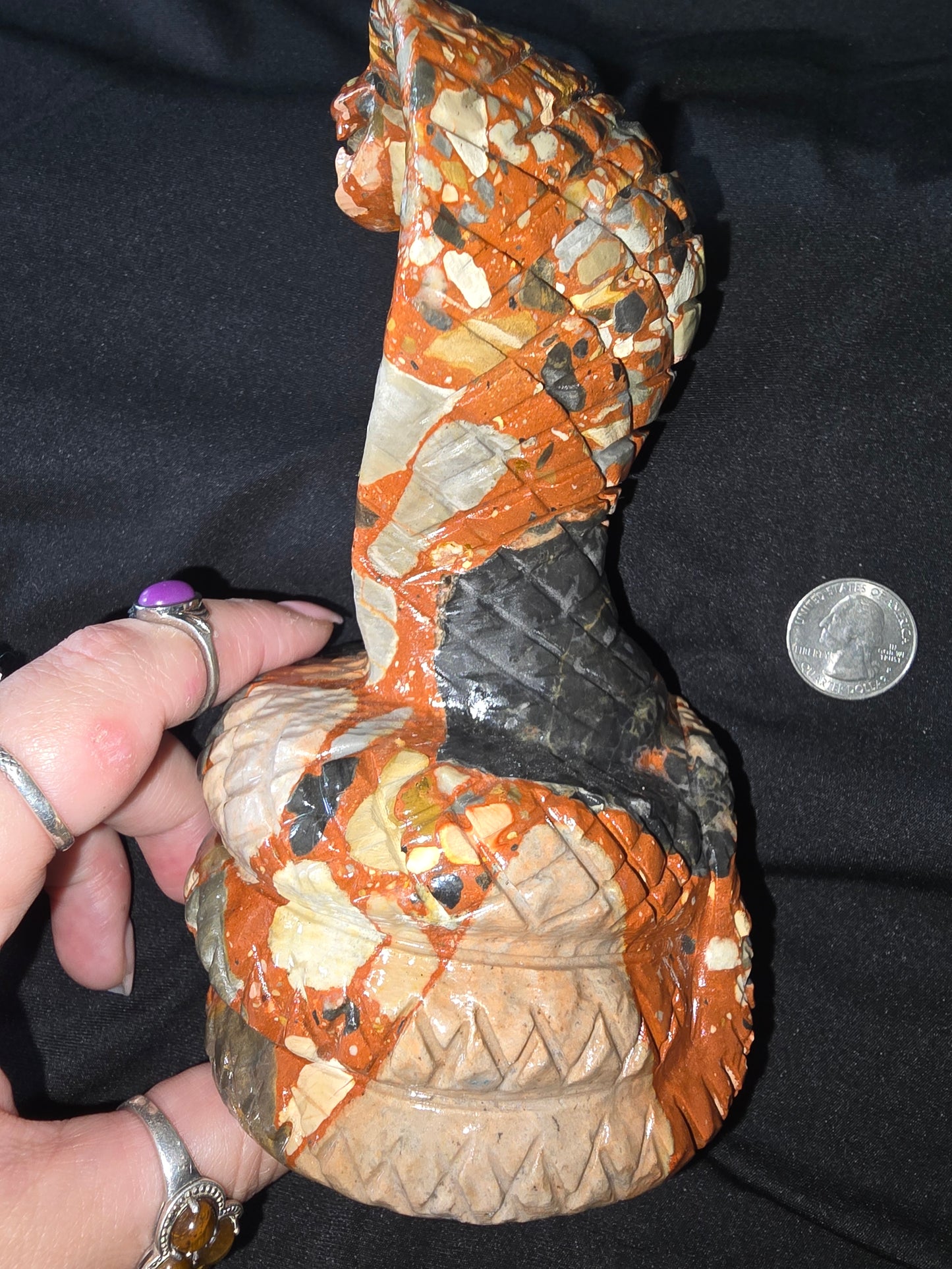 Cobra snake crystal carving mixed jasper