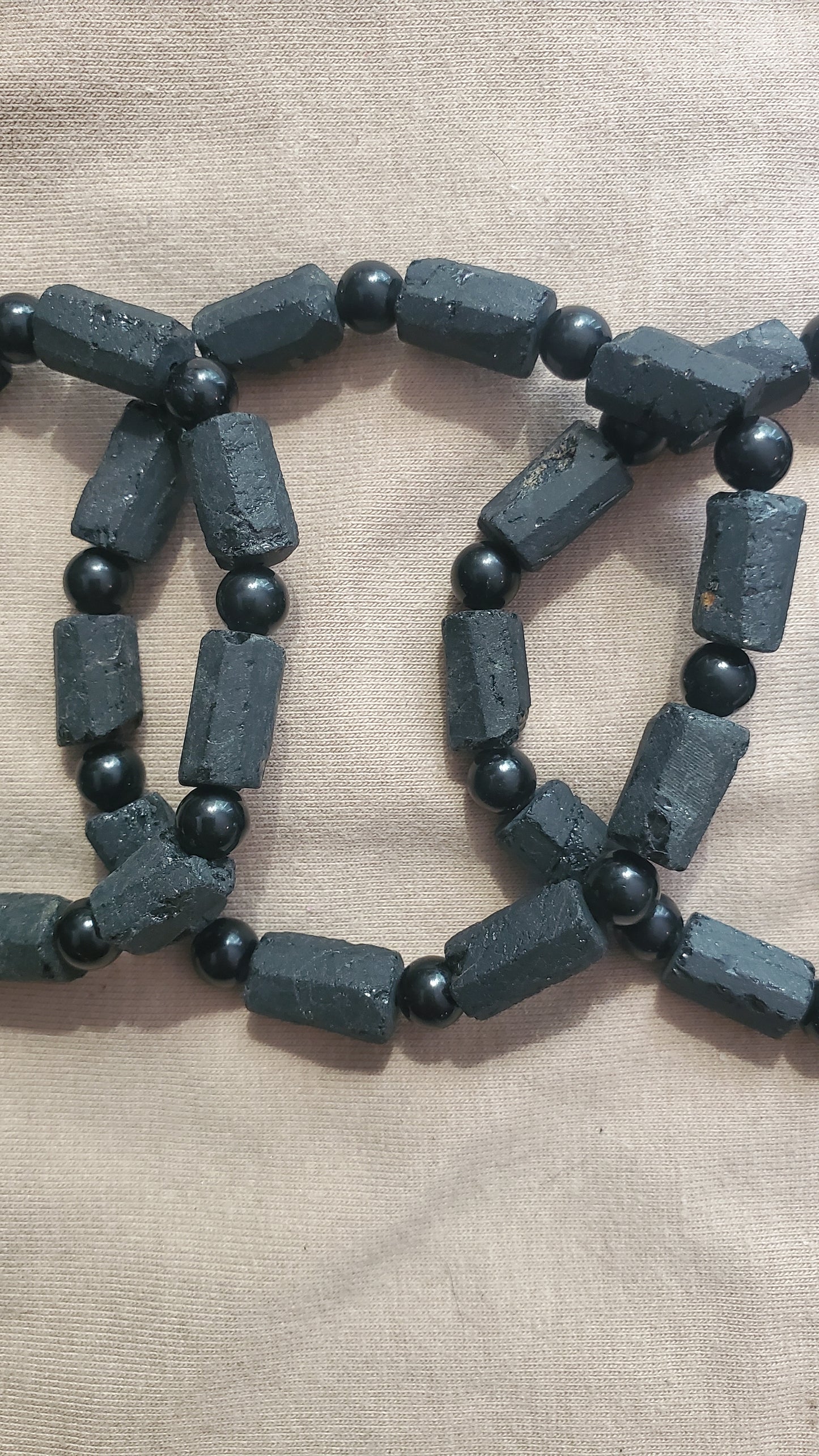 Raw black tourmaline crystal bracelet